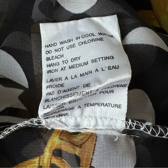 Fantasia Button Down Shirt Polka Dots Gold Chains Black Yellow White - Medium - Picture 15 of 16